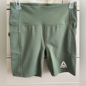 Women’s Medium - Reebok green bike short, high waist, like new condition